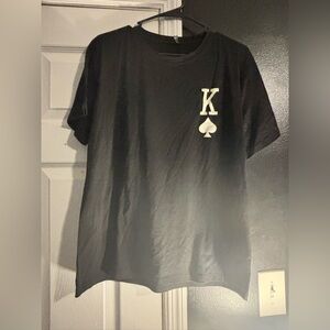 Men's Black T-Shirt with White King Print